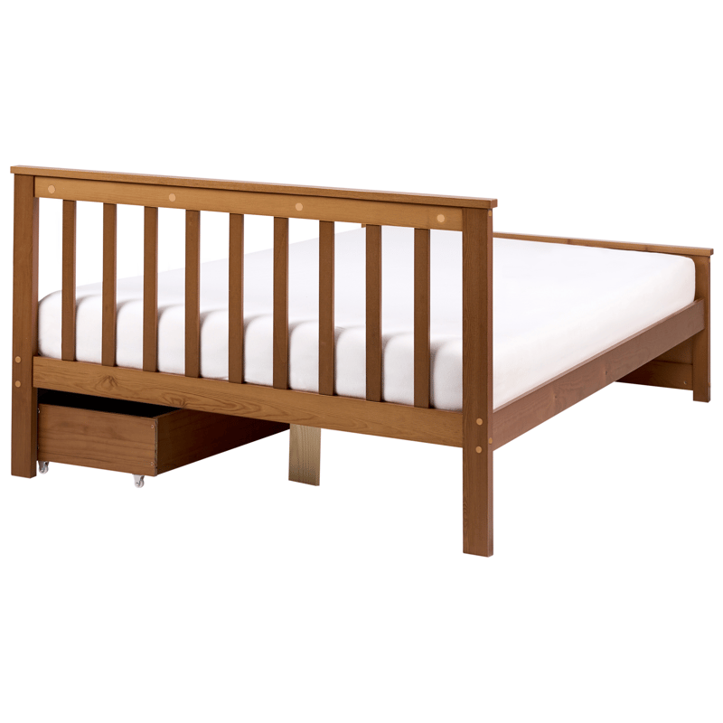 Dobbeltseng med 2 skuffer Olendon 120x200 - Brun - Møbler - Senger - Sengeramme & sengestamme