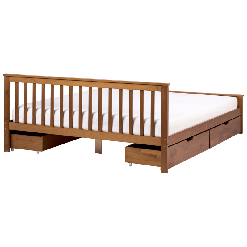 Dobbeltseng med 4 skuffer Olendon 180x200 - Brun - Møbler - Senger - Sengeramme & sengestamme
