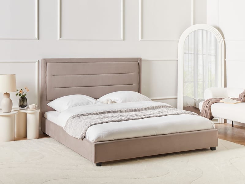 Dobbeltseng med lamellramme Rouen 160x200 cm - Taupe - Møbler - Senger - Sengeramme & sengestamme