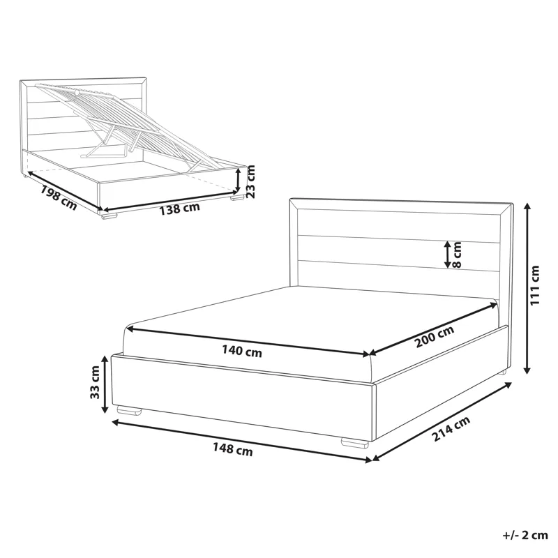 Dobbeltseng med oppbevaring Rouen 140x200 cm - Lys beige - Møbler - Senger - Sengeramme & sengestamme