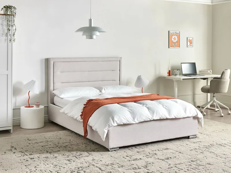 Dobbeltseng med oppbevaring Rouen 140x200 cm - Lys beige - Møbler - Senger - Sengeramme & sengestamme