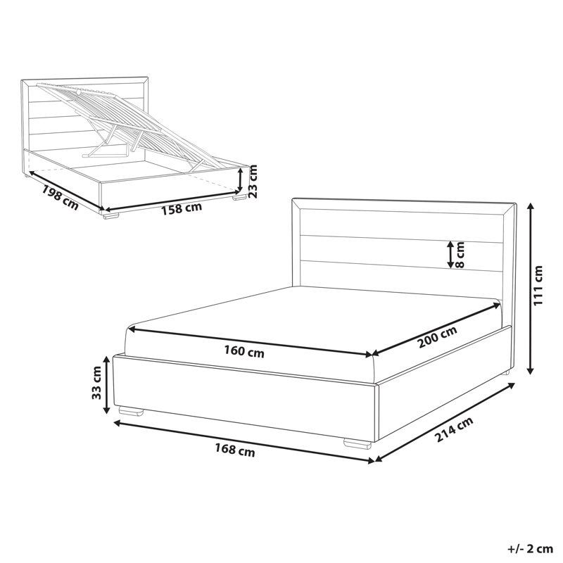 Dobbeltseng med oppbevaring Rouen 160x200 cm - Lys beige - Møbler - Senger - Sengeramme & sengestamme