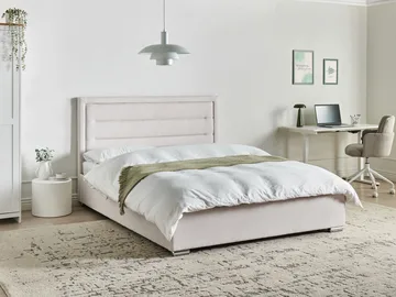 Dobbeltseng med oppbevaring Rouen 160x200 cm - Lys beige - Møbler - Senger - Sengeramme & sengestamme