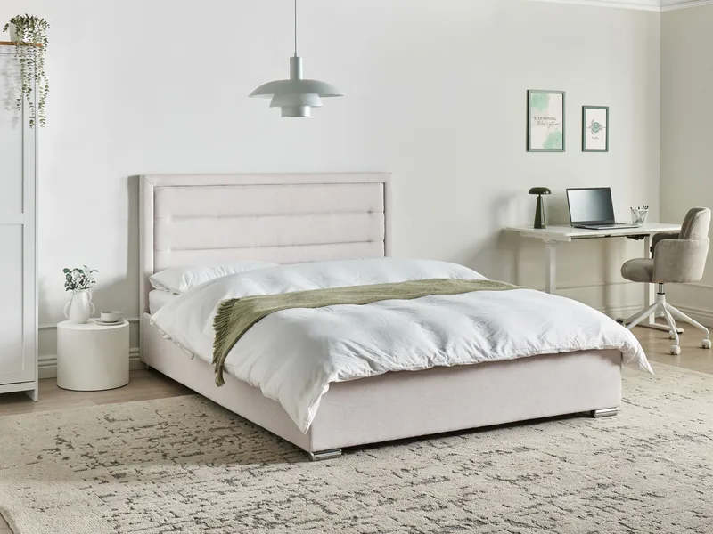 Dobbeltseng med oppbevaring Rouen 160x200 cm - Lys beige - Møbler - Senger - Sengeramme & sengestamme