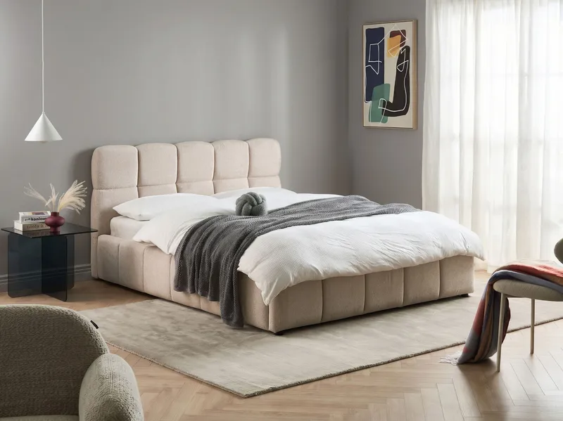 Dobbeltseng Noyon 160x200 cm - Lys beige - Møbler - Senger - Sengeramme & sengestamme
