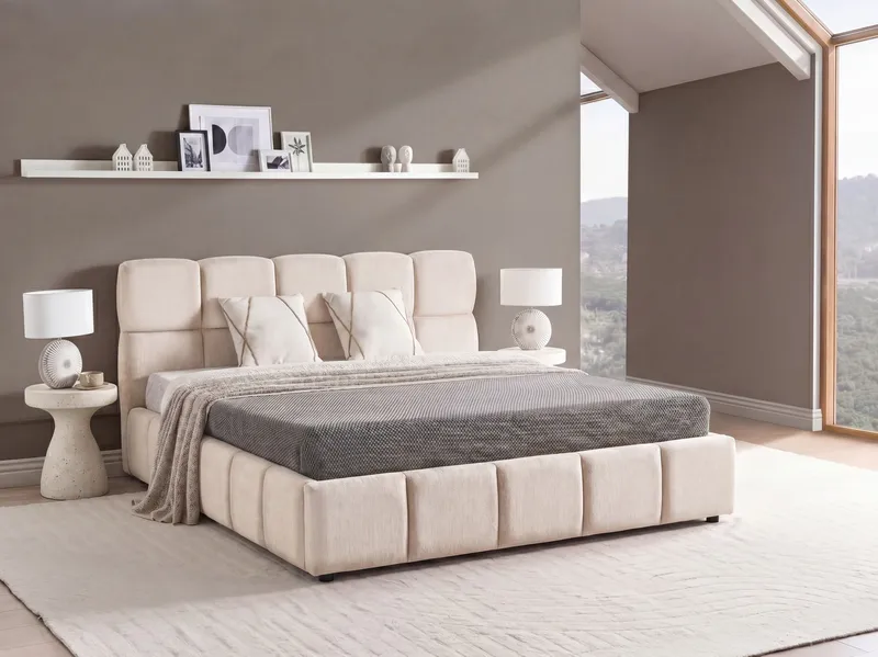 Dobbeltseng Noyon 180x200 cm - Lys beige - Møbler - Senger - Sengeramme & sengestamme