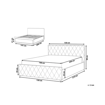 Dobbeltseng Rochefort 140x200 cm - Off-white - Møbler - Senger - Sengeramme & sengestamme