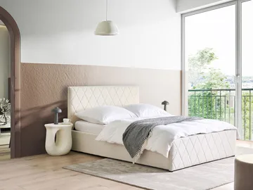Dobbeltseng Rochefort 140x200 cm - Off-white - Møbler - Senger - Sengeramme & sengestamme