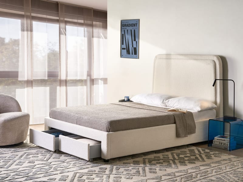 Dobbeltseng Sardent 140x200 - Off-White - Møbler - Senger - Sengeramme & sengestamme