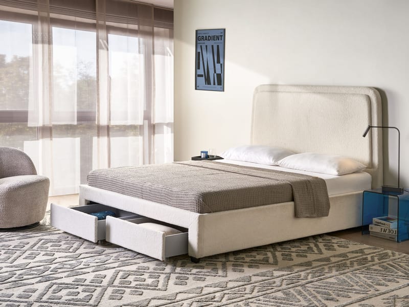 Dobbeltseng Sardent 160x200 - Off-white - Møbler - Senger - Sengeramme & sengestamme