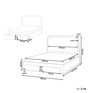 Dobbeltseng Sardent 180x200 - Off-White - Møbler - Senger - Sengeramme & sengestamme