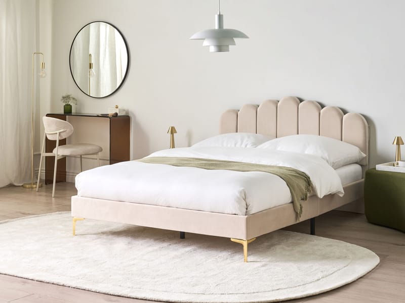 Dobbeltseng Sauvian 140x200 cm - Beige - Møbler - Senger - Sengeramme & sengestamme