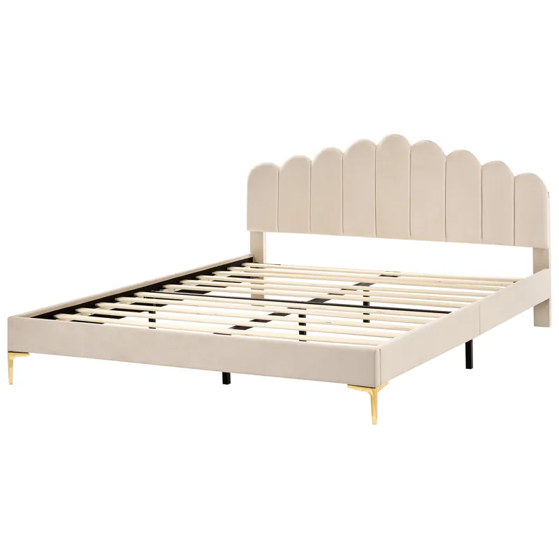 Dobbeltseng Sauvian 180x200 cm - Beige - Møbler - Senger - Sengeramme & sengestamme
