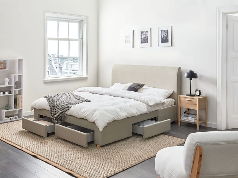 Dobbeltseng Soutrin 160x200 cm - Beige - Møbler - Senger - Sengeramme & sengestamme