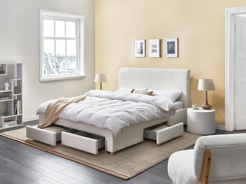 Dobbeltseng Soutrin 160x200 cm - Off-white - Møbler - Senger - Sengeramme & sengestamme
