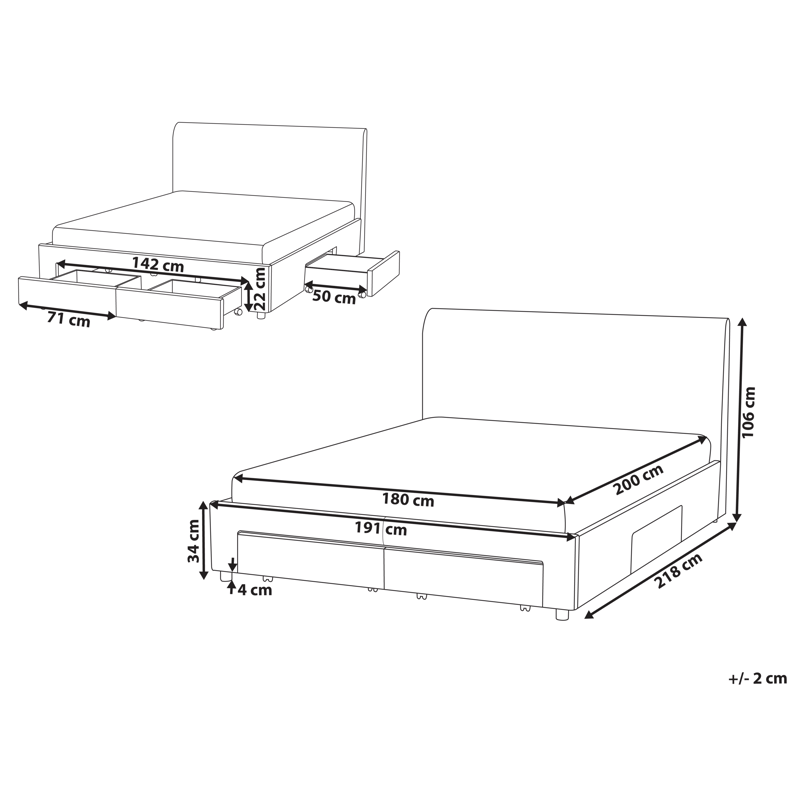 Dobbeltseng Soutrin 180x200 cm - Off-white - Møbler - Senger - Sengeramme & sengestamme