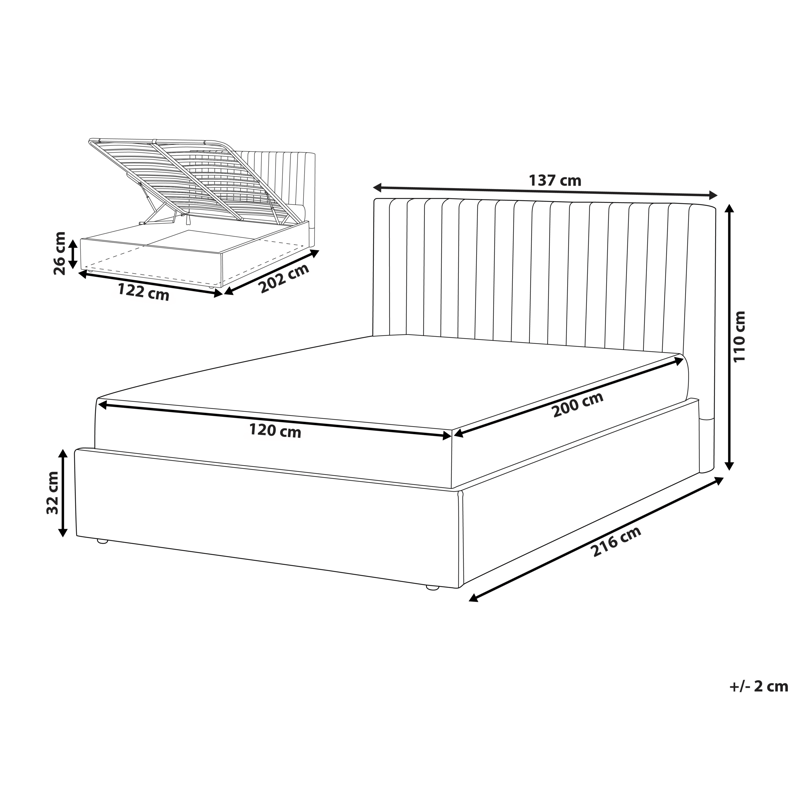 Dobbeltseng Vion 120x200 cm - Beige - Møbler - Senger - Sengeramme & sengestamme