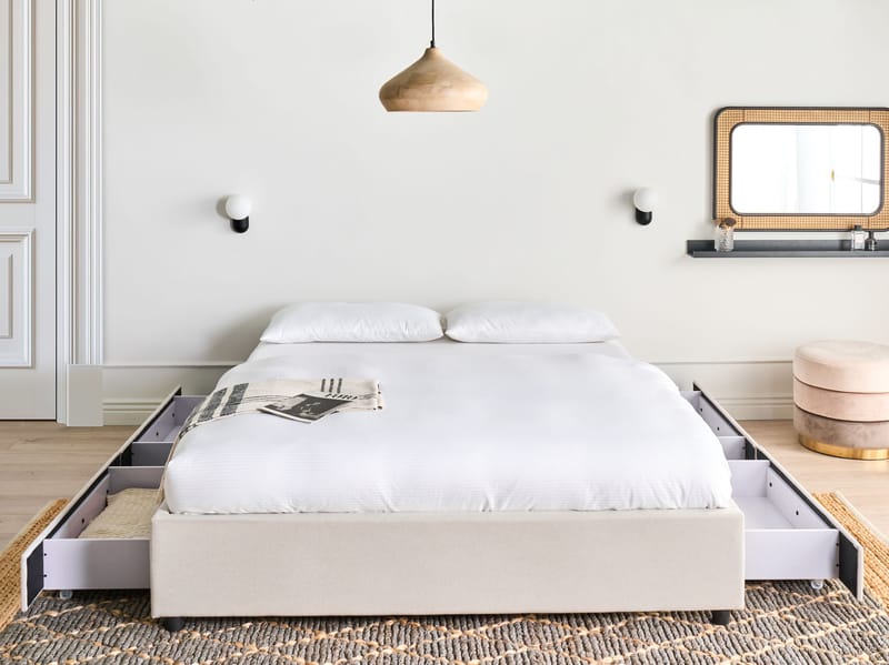 Dobbeltseng Prades 140x200 cm - Lys beige - Møbler - Senger - Sengeramme & sengestamme