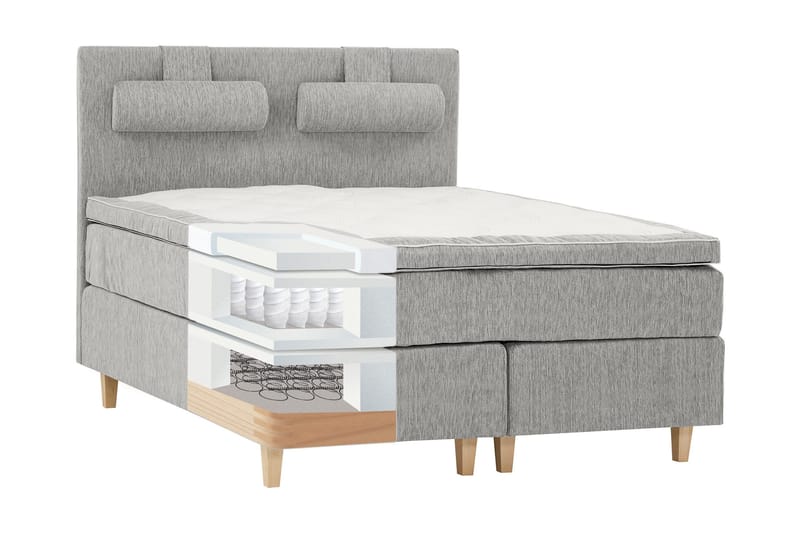 Grand Kontinentalseng 160x200 Grå - Grå - Møbler - Senger - Kontinentalsenger