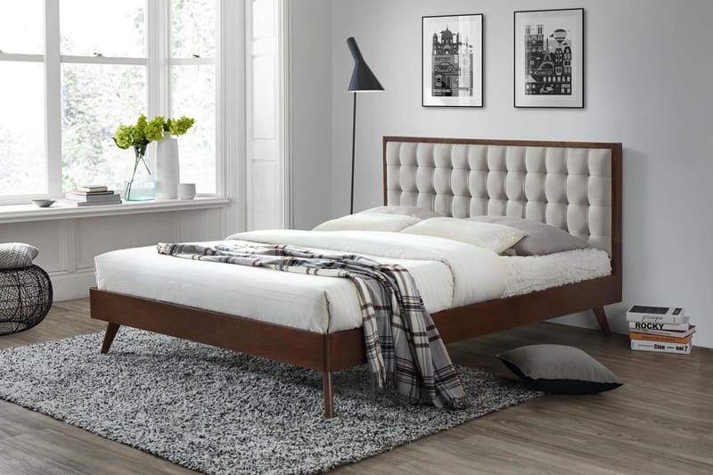 Solomo Rammeseng 160x200 - Beige/Valnøtt - Møbler - Senger - Rammeseng