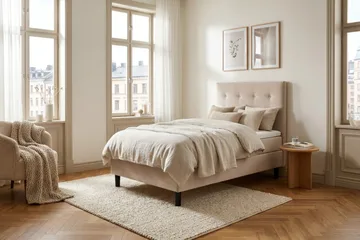 Dream komplett sengepakke 90x200 cm knapper - Beige - Møbler - Senger - Komplett sengepakke