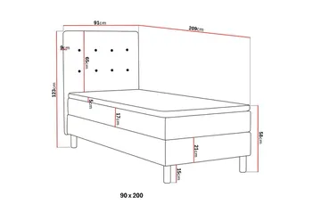 Dream komplett sengepakke 90x200 cm knapper - Beige - Møbler - Senger - Komplett sengepakke