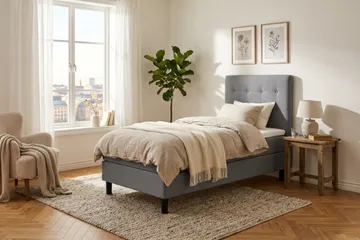 Dream komplett sengepakke 90x200 cm knapper - Grå - Møbler - Senger - Komplett sengepakke