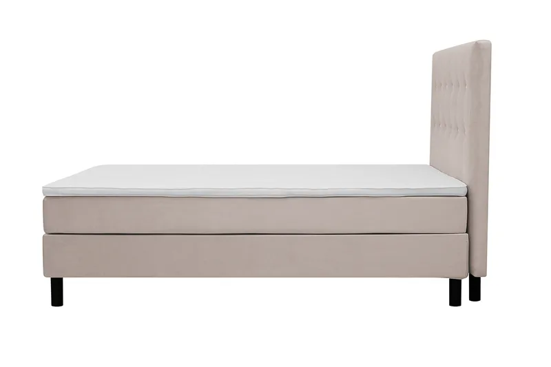 Dream Komplett Sengesæt med Knappet Sengegavl og Topmadras – Kontinentalseng 140x200 cm i Stof med Fasthedsgrad Medium - Beige - Møbler - Senger - Kontinentalsenger