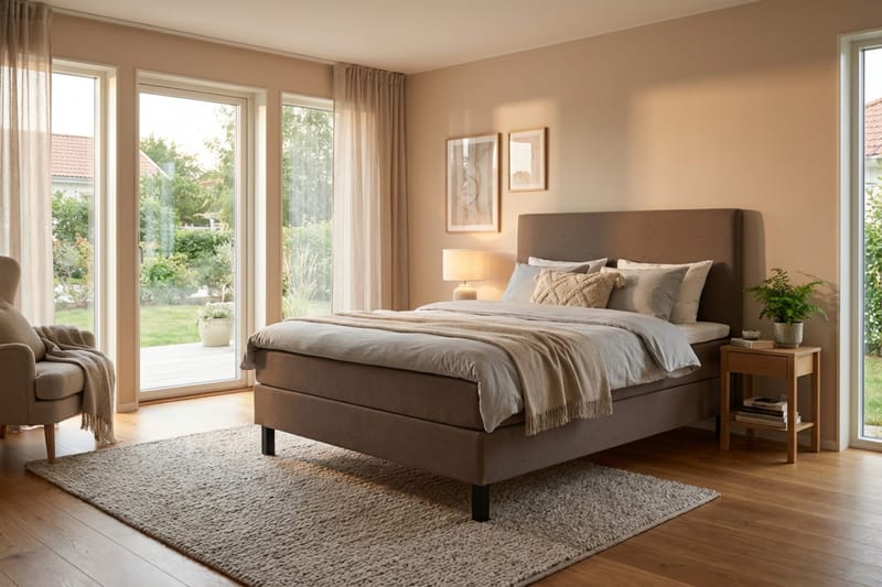 Dream komplett sengesett 140x200 cm glatt - Brun - Møbler - Senger - Kontinentalsenger