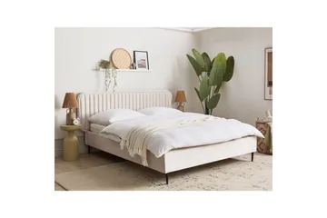 Dubbelsäng Beliani Brin med lamellram Beige-Svart, 140x200 cm Beige 160x200 - Møbler - Senger - Sengeramme & sengestamme