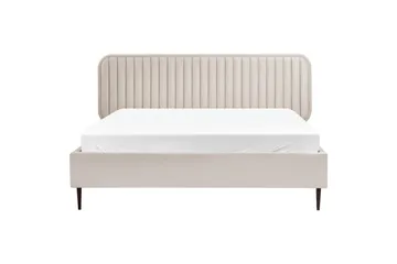 Dubbelsäng Beliani Brin med lamellram Beige-Svart, 140x200 cm Beige 160x200 - Møbler - Senger - Sengeramme & sengestamme