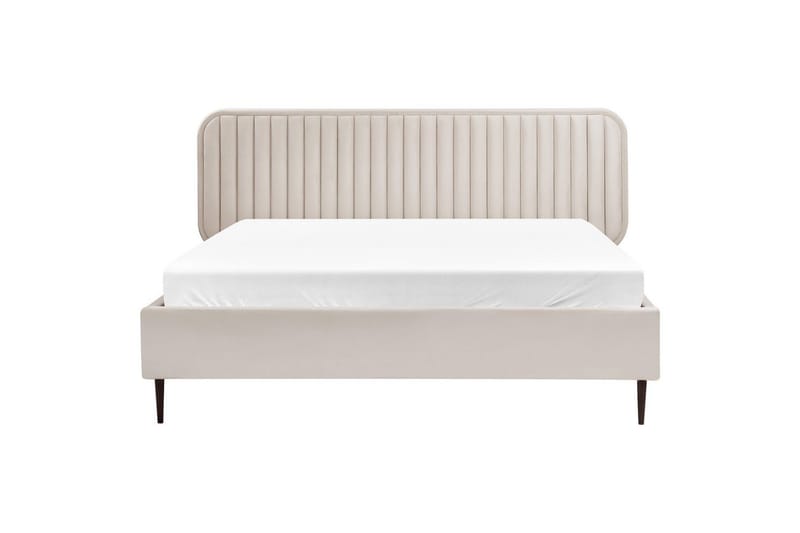 Dubbelsäng Beliani Brin med lamellram Beige-Svart, 140x200 cm Beige 160x200 - Møbler - Senger - Sengeramme & sengestamme
