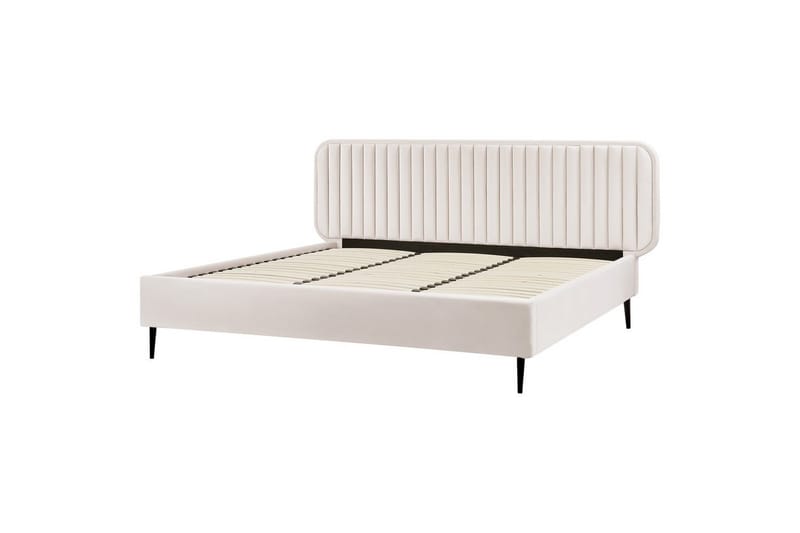 Dubbelsäng Beliani Brin med lamellram Beige-Svart, 140x200 cm Beige 180x200 - Møbler - Senger - Sengeramme & sengestamme