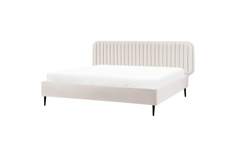 Dubbelsäng Beliani Brin med lamellram Beige-Svart, 140x200 cm Beige 180x200