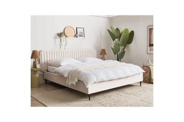 Dubbelsäng Beliani Brin med lamellram Beige-Svart, 140x200 cm Beige 180x200 - Møbler - Senger - Sengeramme & sengestamme