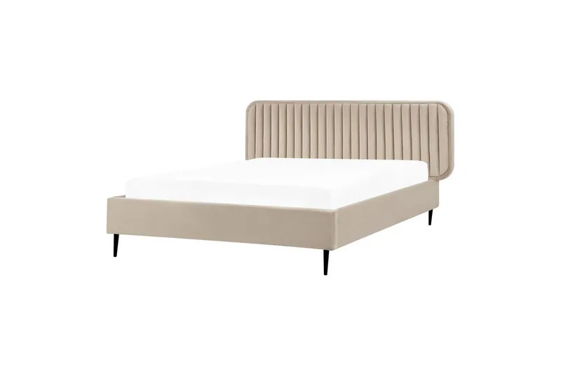 Dubbelsäng Beliani Brin med lamellram Beige-Svart, 140x200 cm Taupe 140x200, undefined