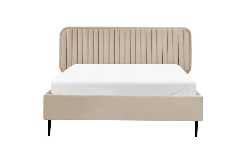 Dubbelsäng Beliani Brin med lamellram Beige-Svart, 140x200 cm Taupe 140x200 - Møbler - Senger - Sengeramme & sengestamme