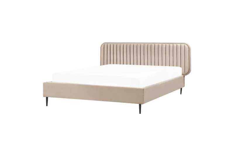 Dubbelsäng Beliani Brin med lamellram Beige-Svart, 140x200 cm Taupe 160x200, undefined