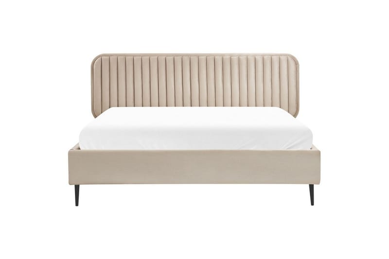 Dubbelsäng Beliani Brin med lamellram Beige-Svart, 140x200 cm Taupe 160x200 - Møbler - Senger - Sengeramme & sengestamme