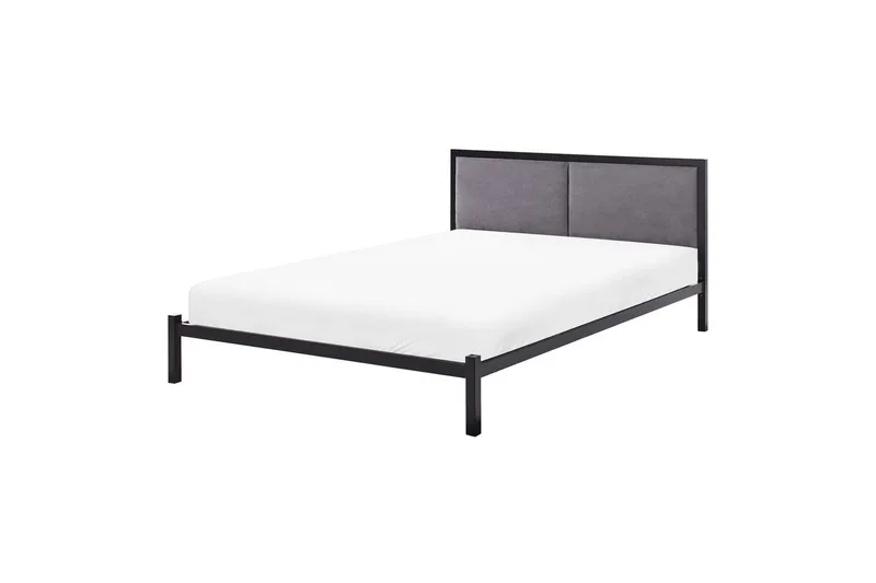 Dubbelsäng Beliani Clamart med lamellram Svart-Grå, 140x200 cm Black, undefined