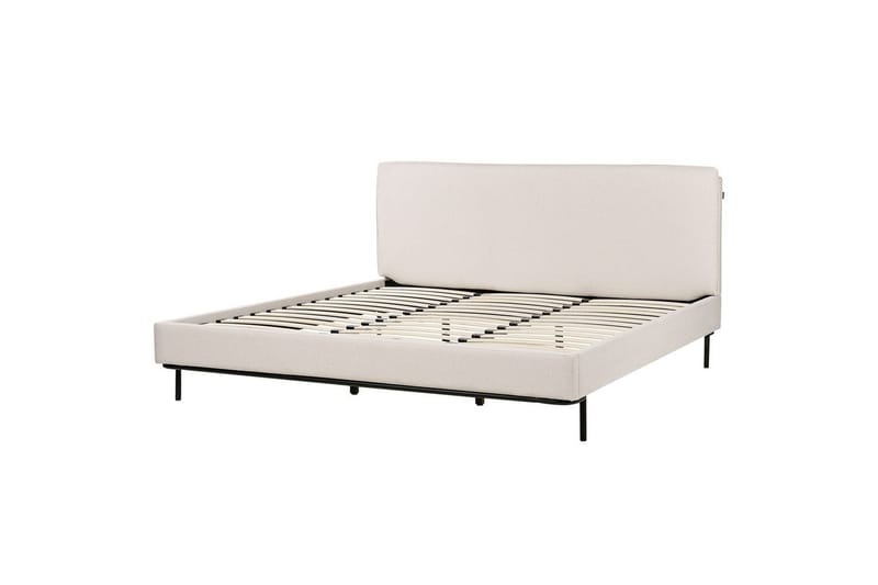 Dubbelsäng Beliani Corio med lamellram Beige-Svart, 140x200 cm Beige 180x200 - Møbler - Senger - Dobbeltsenger