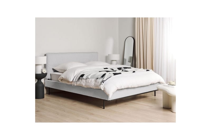 Dubbelsäng Beliani Corio med lamellram Beige-Svart, 140x200 cm Grey 160x200 - Møbler - Senger - Sengeramme & sengestamme