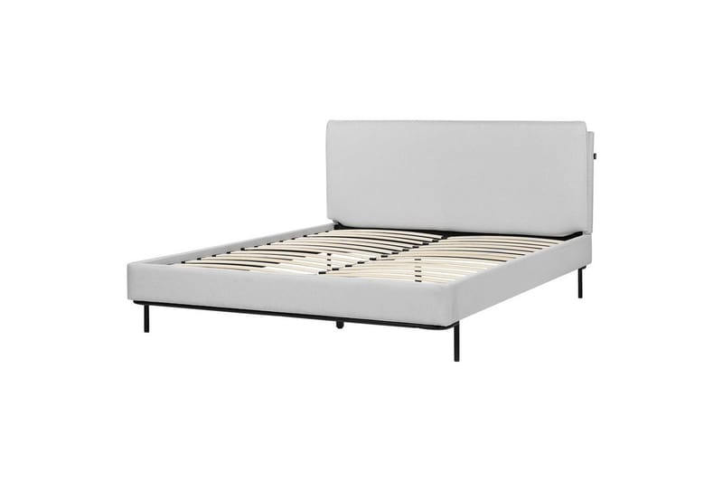 Dubbelsäng Beliani Corio med lamellram Beige-Svart, 140x200 cm Grey 160x200 - Møbler - Senger - Sengeramme & sengestamme