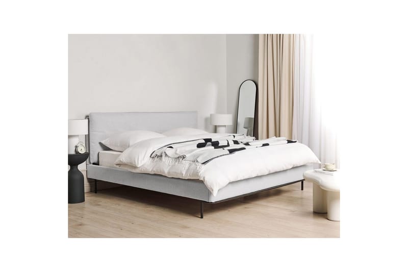 Dubbelsäng Beliani Corio med lamellram Beige-Svart, 140x200 cm Grey 180x200 - Møbler - Senger - Sengeramme & sengestamme