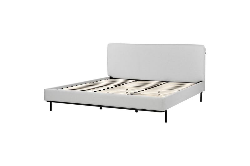 Dubbelsäng Beliani Corio med lamellram Beige-Svart, 140x200 cm Grey 180x200 - Møbler - Senger - Sengeramme & sengestamme