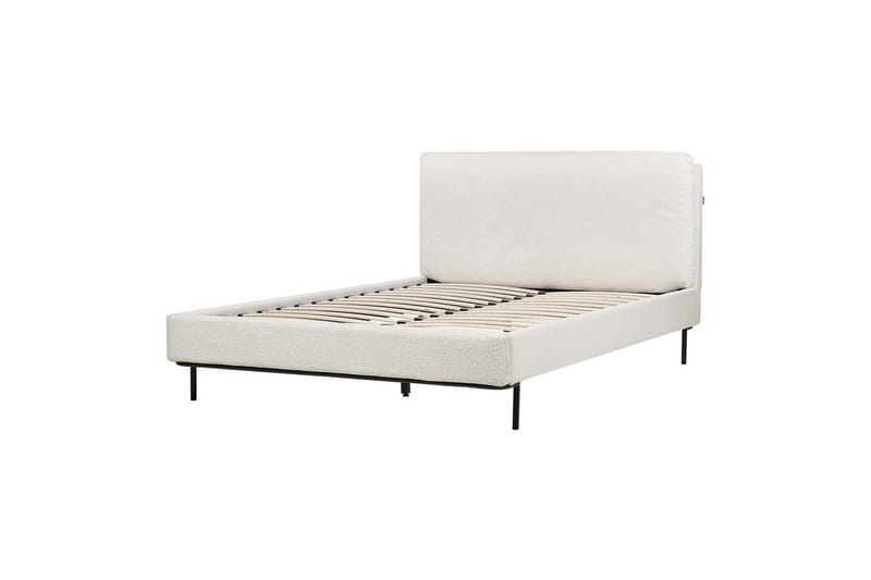 Dubbelsäng Beliani Corio med lamellram Beige-Svart, 140x200 cm White 140x200 - Møbler - Senger - Dobbeltsenger