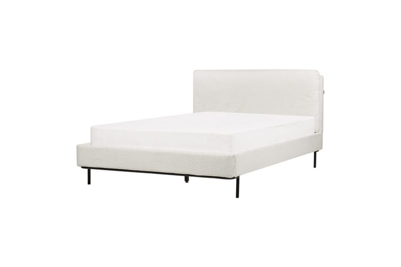 Dubbelsäng Beliani Corio med lamellram Beige-Svart, 140x200 cm White 140x200 - Møbler - Senger - Dobbeltsenger