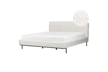 Dubbelsäng Beliani Corio med lamellram Beige-Svart, 140x200 cm White 180x200