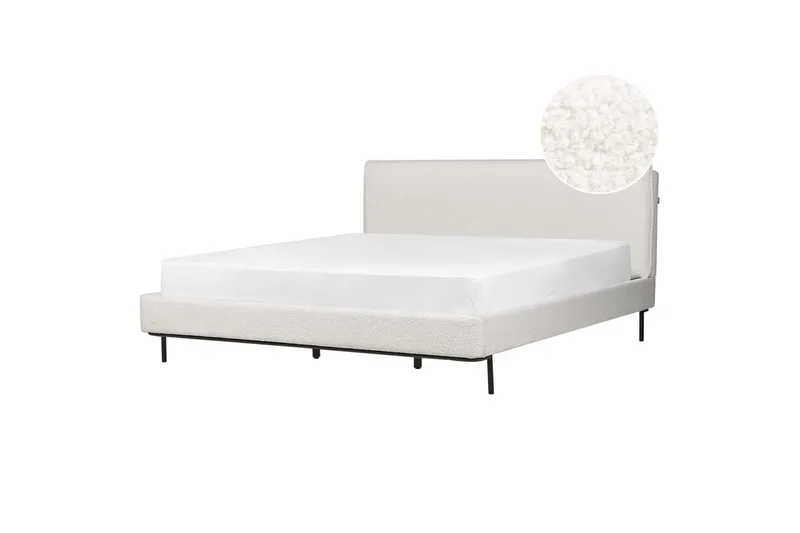 Dubbelsäng Beliani Corio med lamellram Beige-Svart, 140x200 cm White 180x200 - Møbler - Senger - Dobbeltsenger