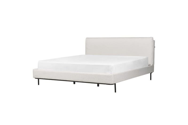 Dubbelsäng Beliani Corio med lamellram Beige-Svart, 140x200 cm White 180x200 - Møbler - Senger - Dobbeltsenger